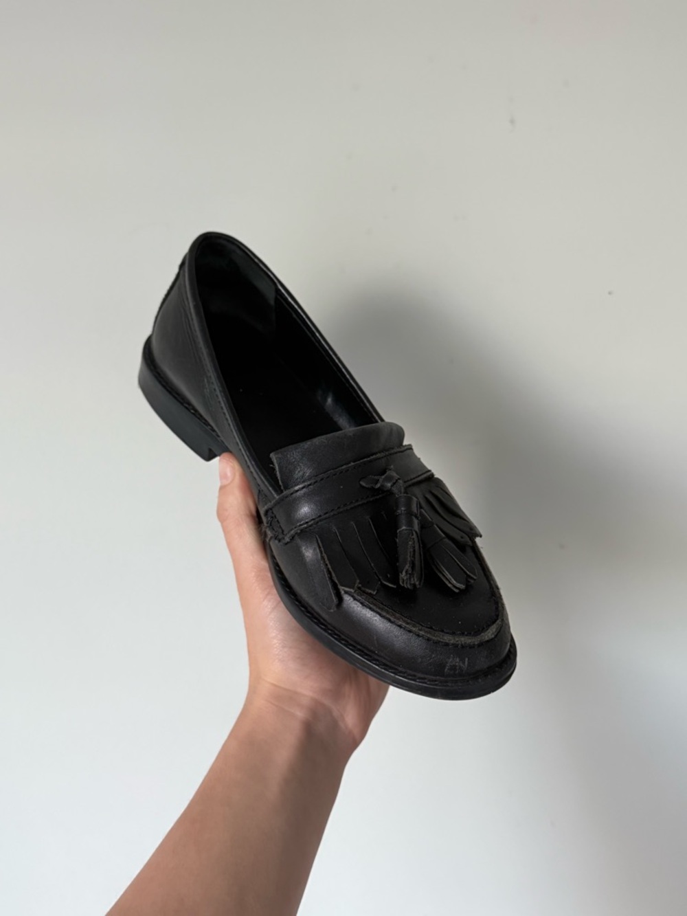Women’s Black Tassel Loafers - Classic Leather Slip-On